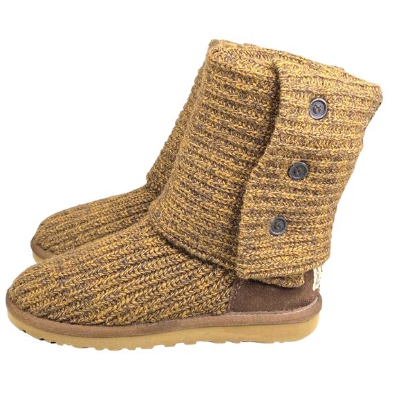 UGG Women’s Cardy Brown Gold Knit Pull On Winter Boots Size US 6 - Picture 2 of 10